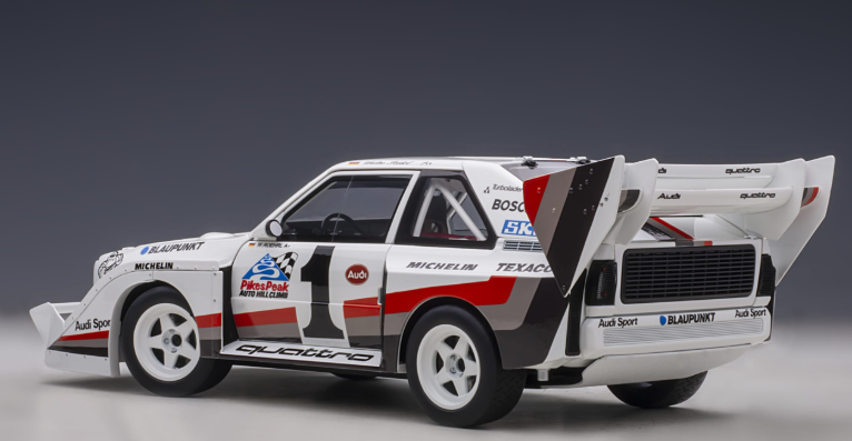 AUDI Quattro S1 pikes peak winner 1987 W.Röhrl blanche – AUTOart 1/18